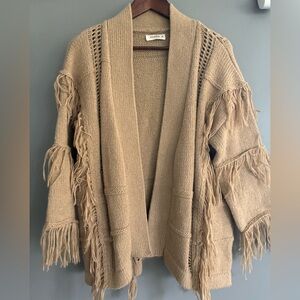 NWOT MELLO Fringed Thick Tan Sweater